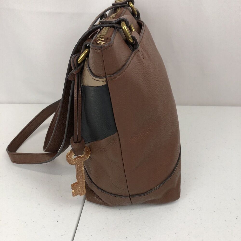 Fossil Diamond Leather Patchwork Purse Shoulder B… - image 5